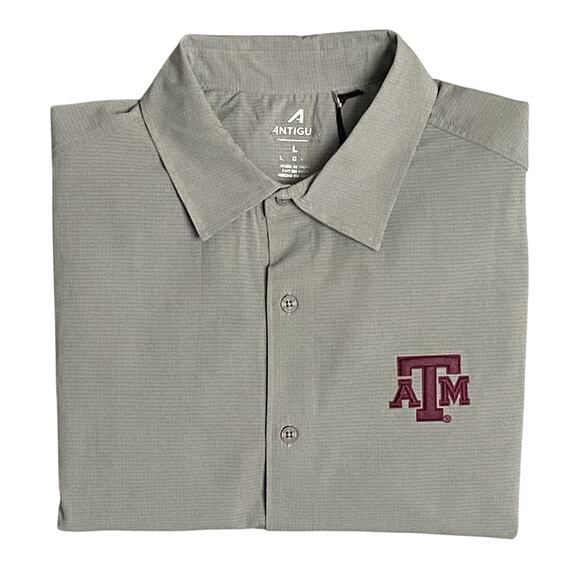 Antigua Other - Antigua Texas A&M Shirt Activate Woven Short Sleeve Button-Up Shirt Gray NEW